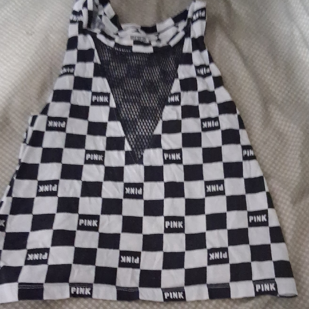 PINK Victoria's Secret Black and White Checkered Kids Tank Top